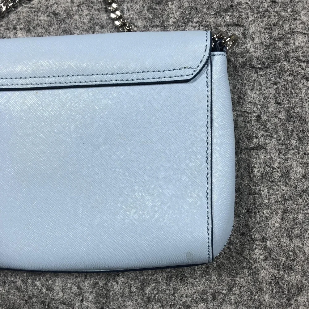 Kate Spade Crossbody Bag Womens Small Light Blue Leather Chain Strap Purse